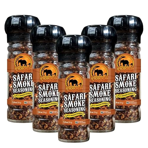 Miniatura 10 de African Dream Foods Mezcla de condimentos con humo Safari con pimientos ahumados, sal marina  Ideal para carne, pollo, verduras  Molinillo