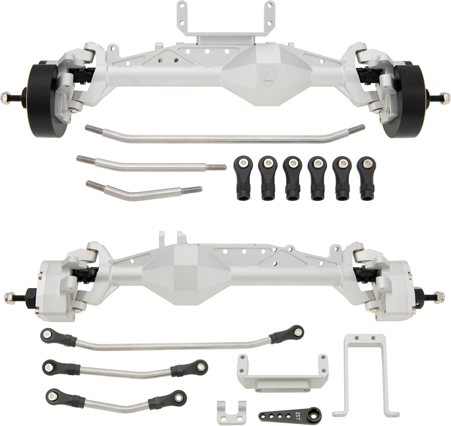 MEUS RACING Capra 1.9 Portal Axles Kit with Isokinetic 3-Section CVDs and Ackerman Steering Structure for Axial Capra 1.9 4X4 and DIY SCX10 SCX10 II Upgrades Parts (Silver - 4WS)