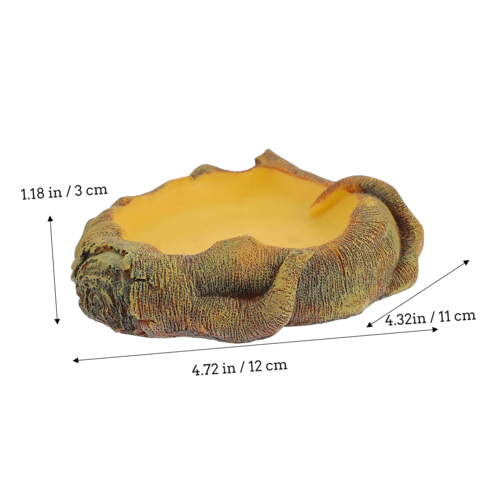 Happyyami Reptile Feeding Dish Water Plate Faux Grain Design Durable Pet Food Water Basin for Lizards Frogs and Snakes Reptile Box Accessory