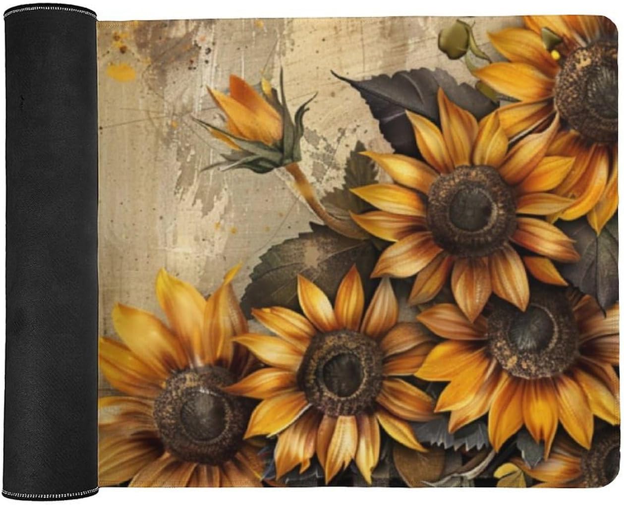 Gaming Mouse Pad Retro Sunflower Fall Large Mouse Pad Desk Mats on Top of Desks Mousepads Stitched Edge Rubber Base Desk Mat 36 X 16 Inch for Gaming Office Laptop Computer