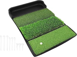 Ronyme Golf Hitting Mat, Foldable Practice TChipping Swing Detection Aid Batting Mat Golf Mat for Backyard, Portable Hitting Surfaces for Driving and Putting