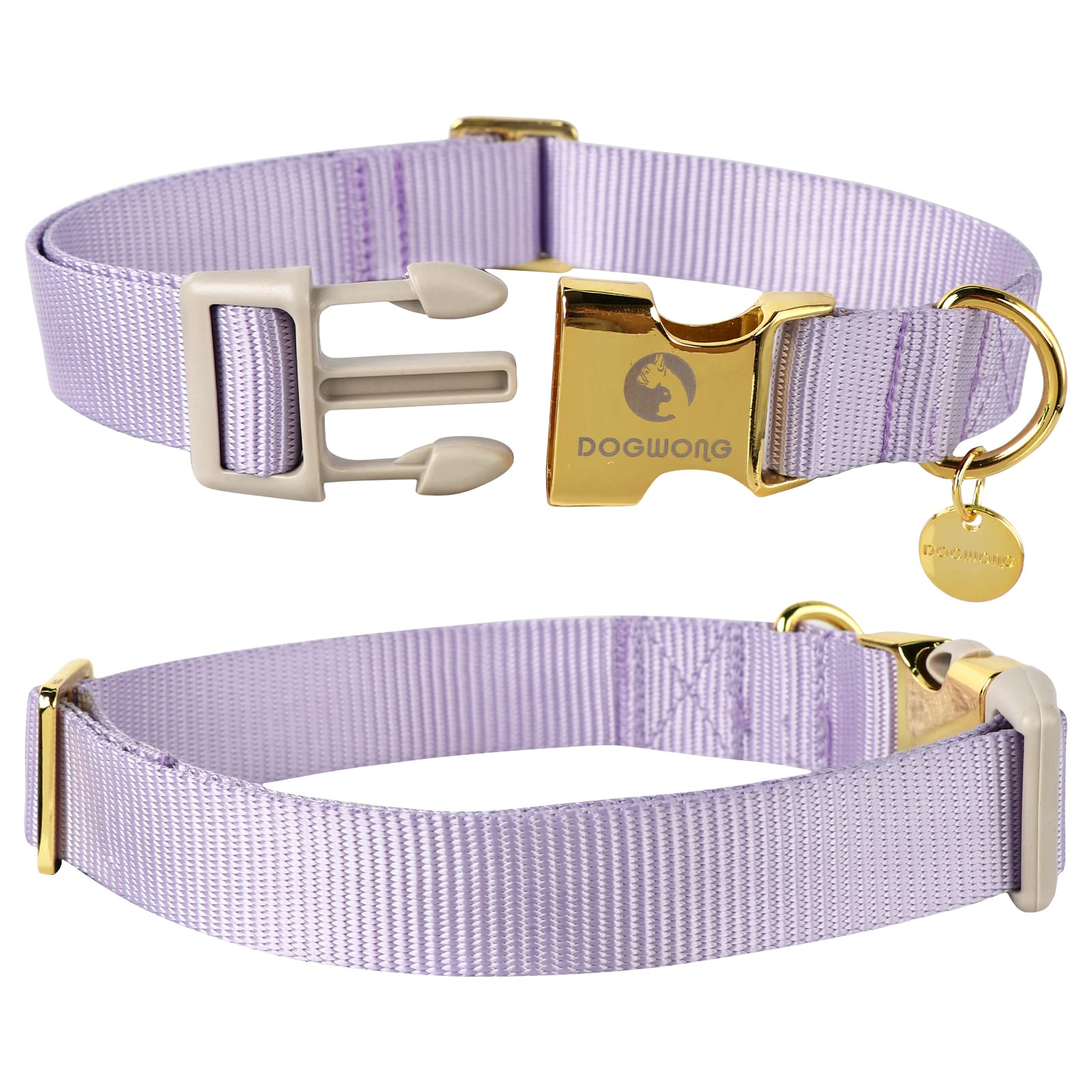 DOGWONG Nylon Dog Collar, Light Purple Pet Collar Durable Adjustable Lavender Dog Collar for Small Dogs S (25.5cm-40.6cm) - Image 2