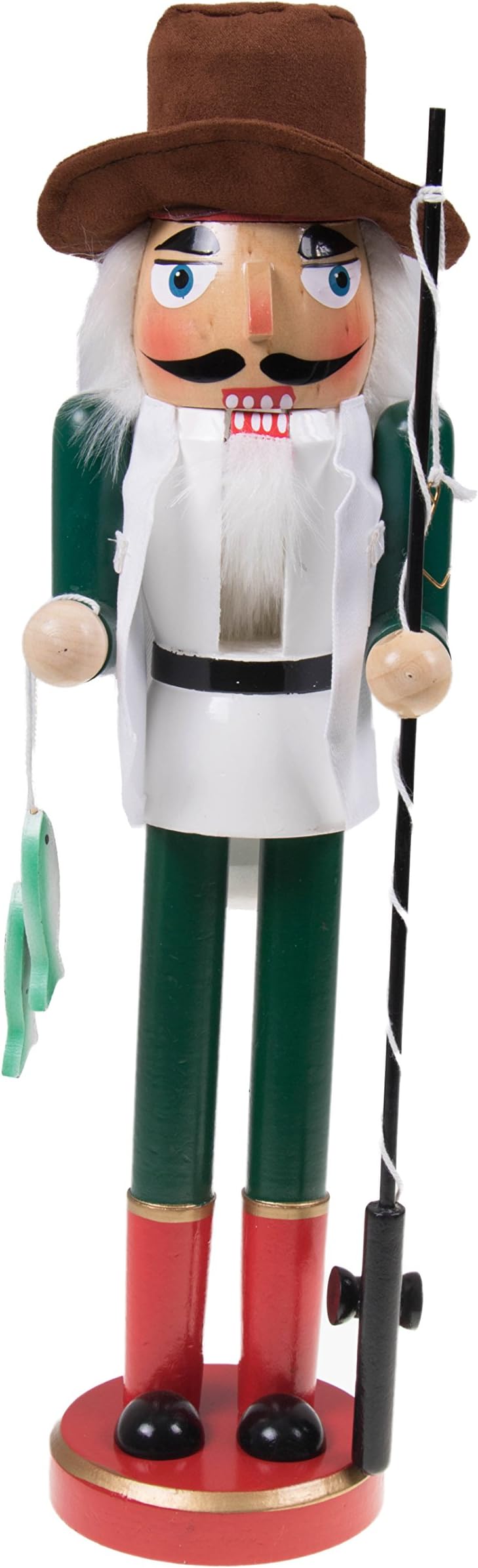 Clever Creations Fisherman 15 Inch Traditional Wooden Nutcracker, Festive Christmas Décor for Shelves and Tables