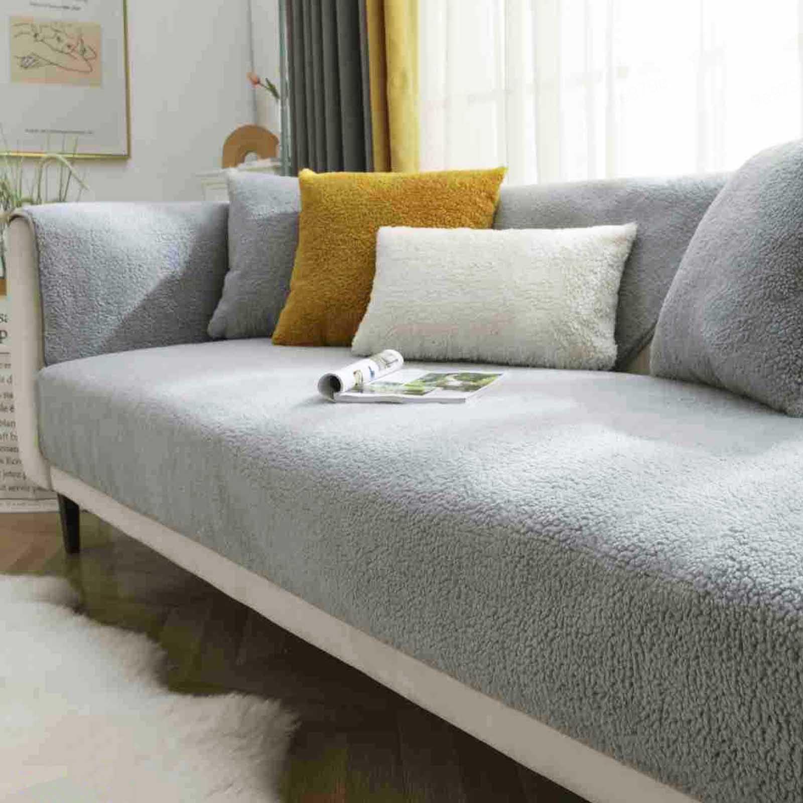 MTHGH Corner Sofa Cover L-shaped Sofa Cover 3-seater and 2-seater Sherpa Sectional Sofa Cover, Warm Anti-slip Sofa Cover Sofa Cover Washable Sectional Sofa.,J-70x180cm ā image 1