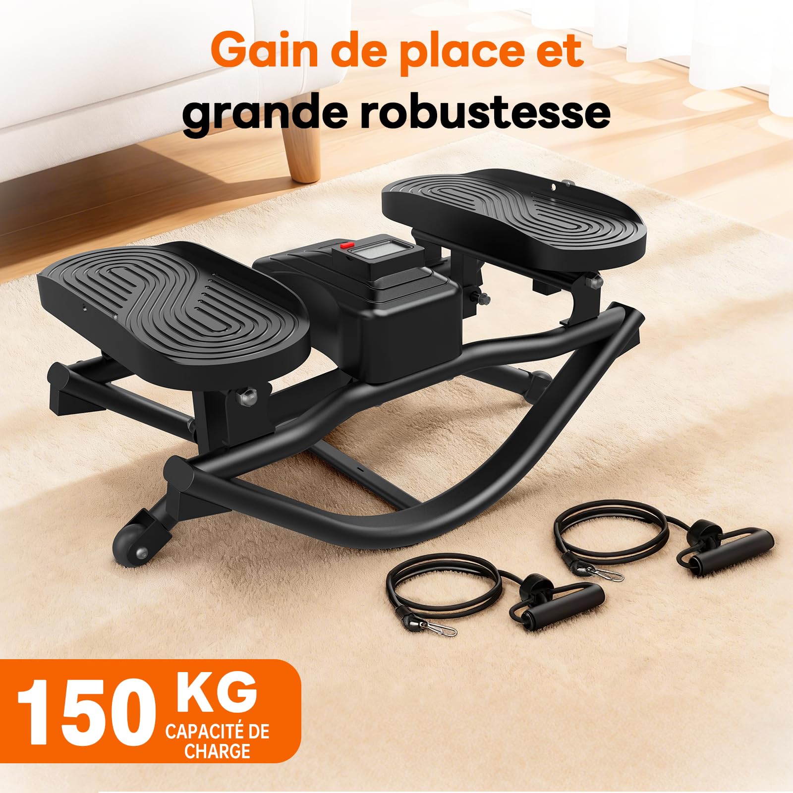 HXD-ERGO Stepper Latéral à Bascule Silencieux | Acier robuste, pédales antidérapantes, mouvement latéral brûle-graisses, écran LCD, silencieux, idéal maison bureau
