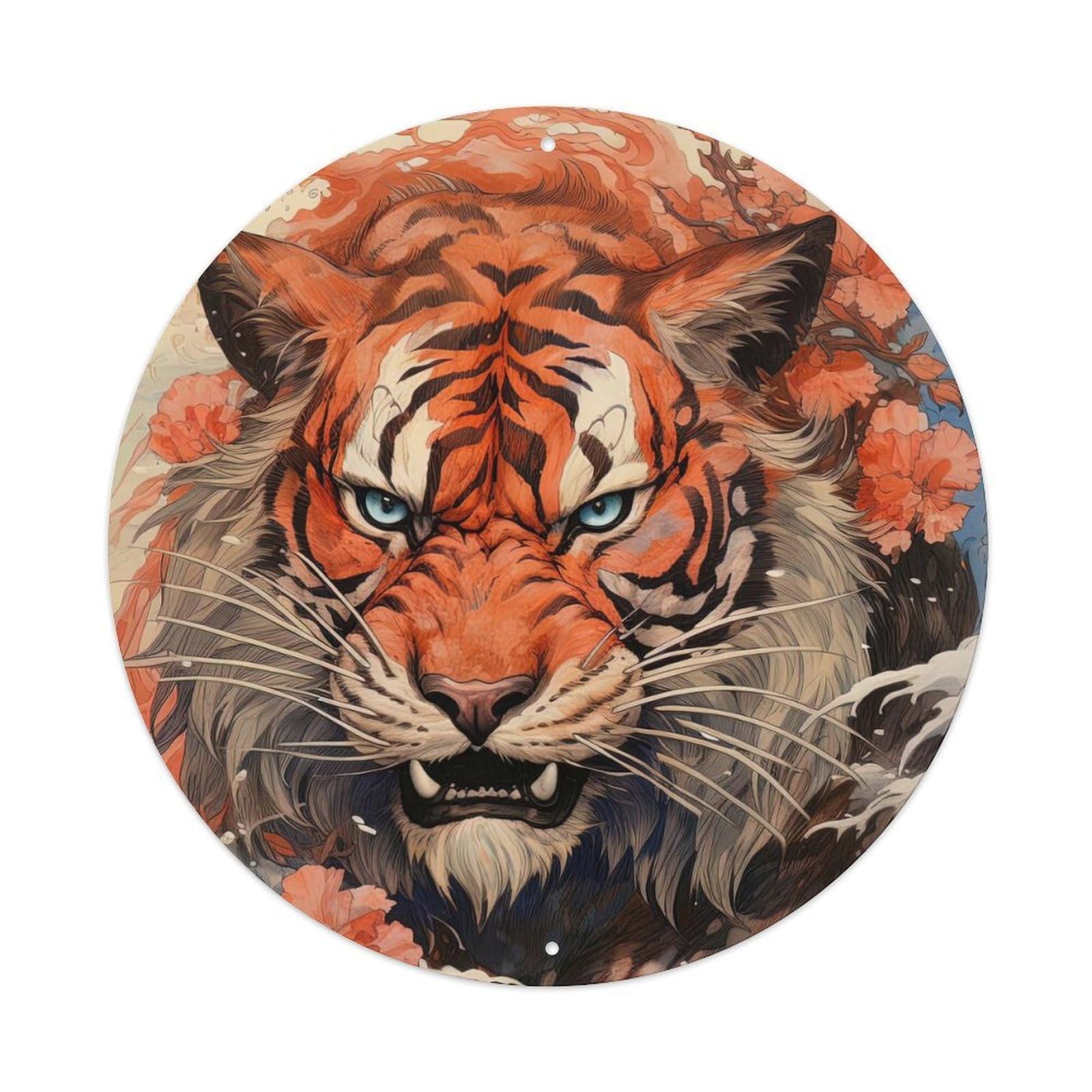Animal Artwork Tiger in The Sea of Clouds Vintage Metal Tin Sign Plaque Wall Decor for Cafe, Club Bar, Office, Garden Metal Poster 8x8Inch