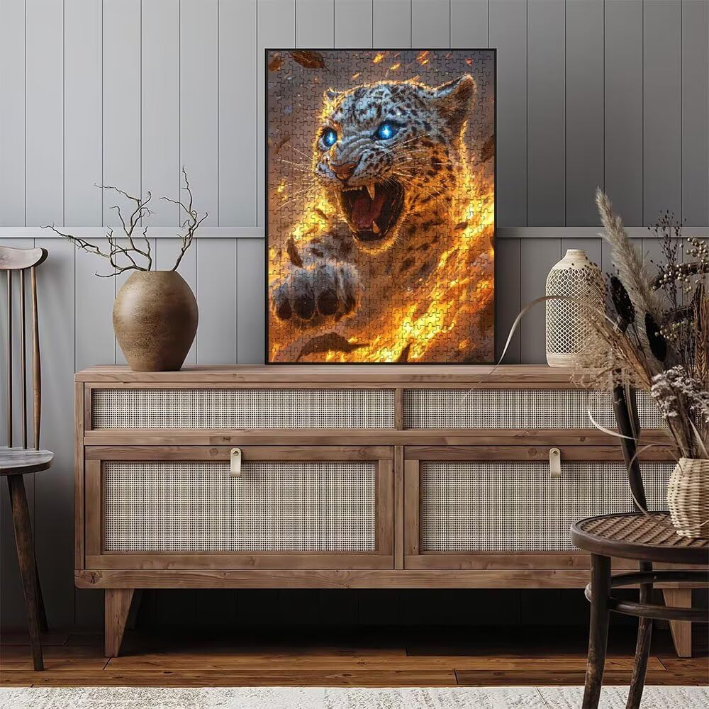 Tiger Flamme Puzzle 4000 Teile, Klassische Puzzles, Geschicklichkeitsspiel Puzzle für Erwachsene, Puzzlespiele für Die Ganze Familie, Mit Schöner Verpackung, Dekoration Puzzles DX0YL3-563