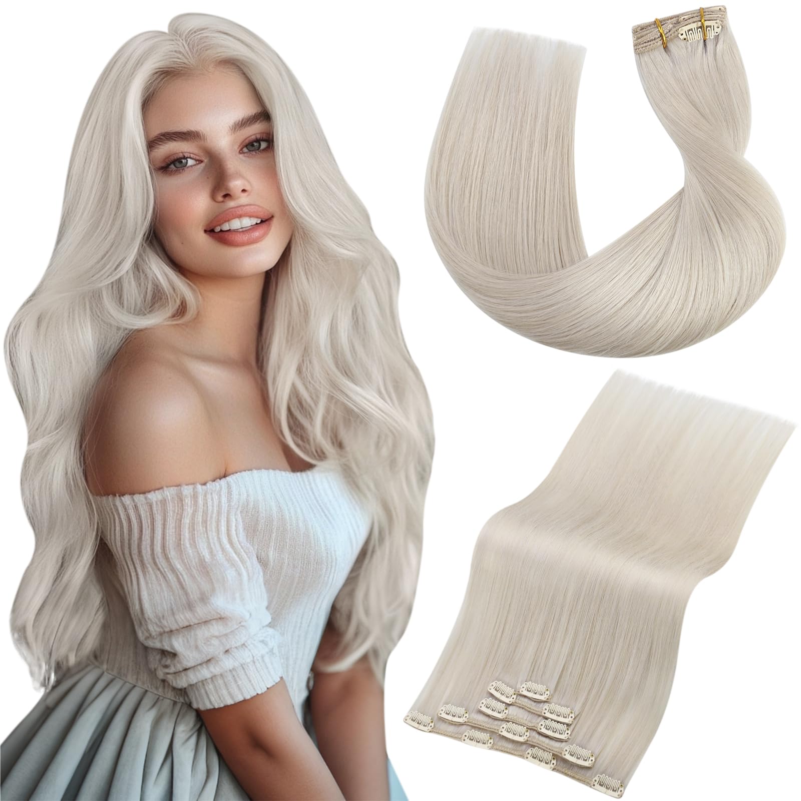 Vivien Brown Clip in Hair Extensions Darkest Brown to Light Brown Balayage Hair Extensions for Women Clip in Hair Extensions Human Hair 22 Inch 120g 7pcs #2/8/2 — view 27