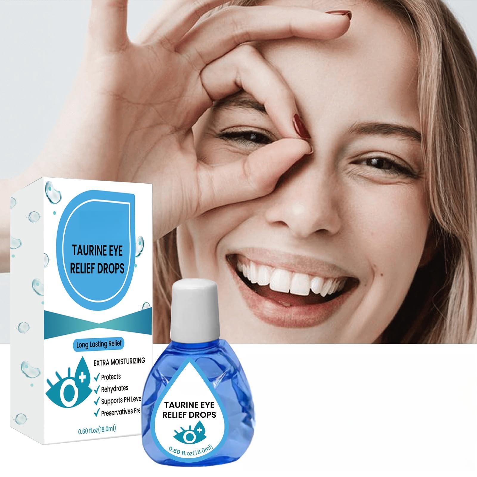 Taurine Eye Relief Drops - 18ml - Effective Eye Care Drops for Daily Relief, Helps Alleviate Eye Fatigue, Redness, Dryness, Hydrate and Protect Your Eyes - Soothing Moisturizing Solution
