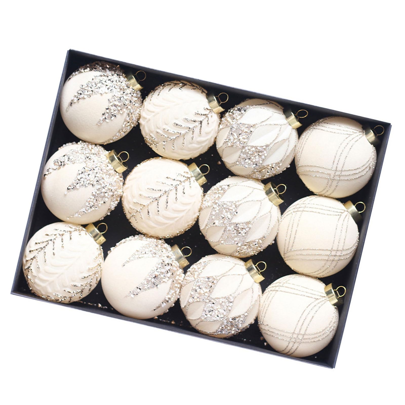 12pcs Elegant Holiday Display Ornament Traditional Flocking Christmas Sphere Ornament Festival Tree Decorations Christmas Tree