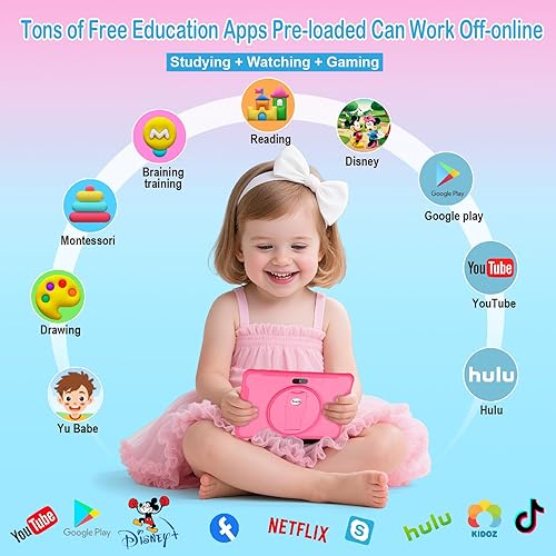 Miniatura 2 de Tableta para niños, tableta de 10.1 pulgadas para niños con funda incluida, almacenamiento 64G, cámara dual, WiFi, aplicaciones educativas