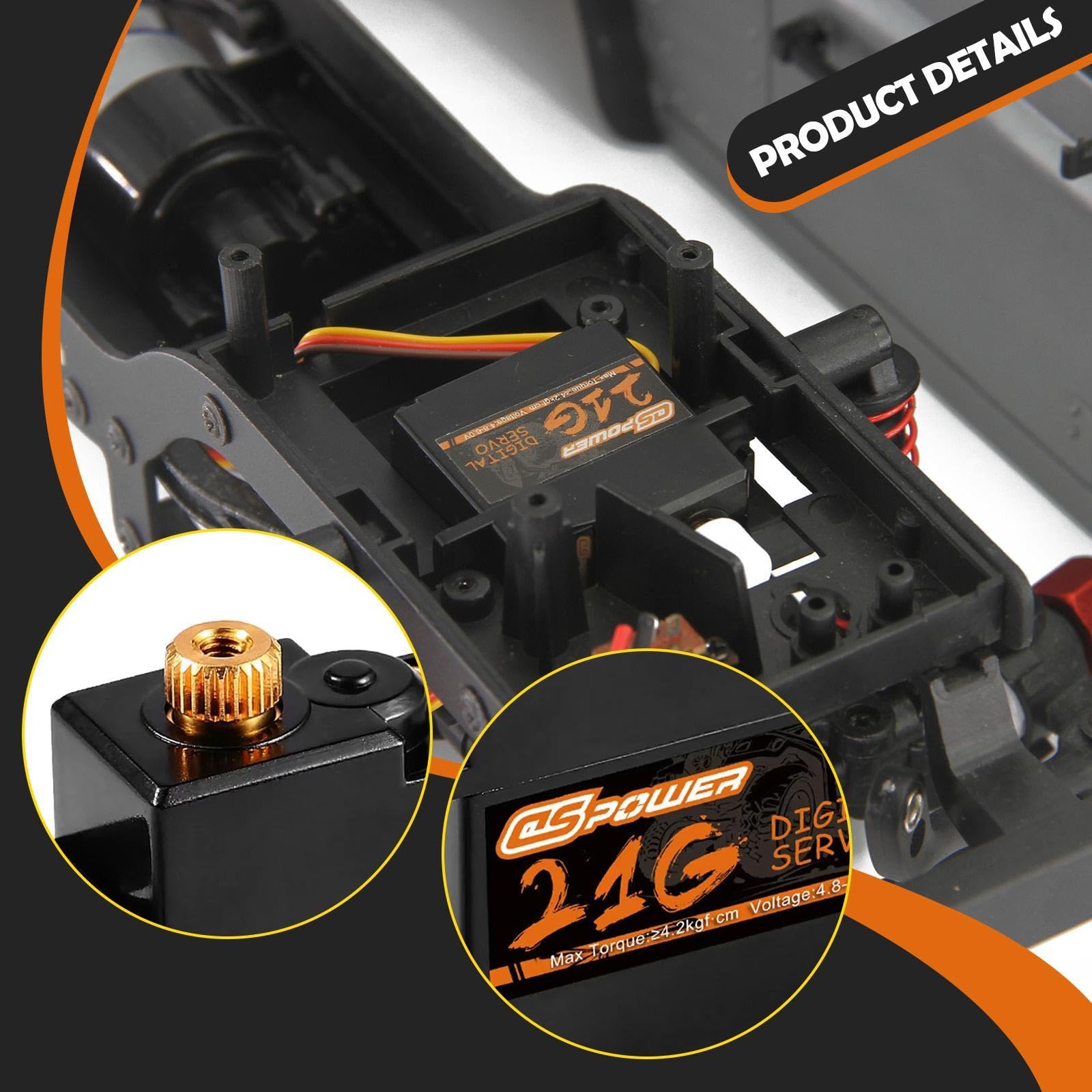 Gralara Gear Digital Servo Mini Servo RC Servo Getriebeservo Wasserdicht Metall Widerstandsfähig Hohe Präzision für RC Modellauto Flugzeug Boot Anwendung