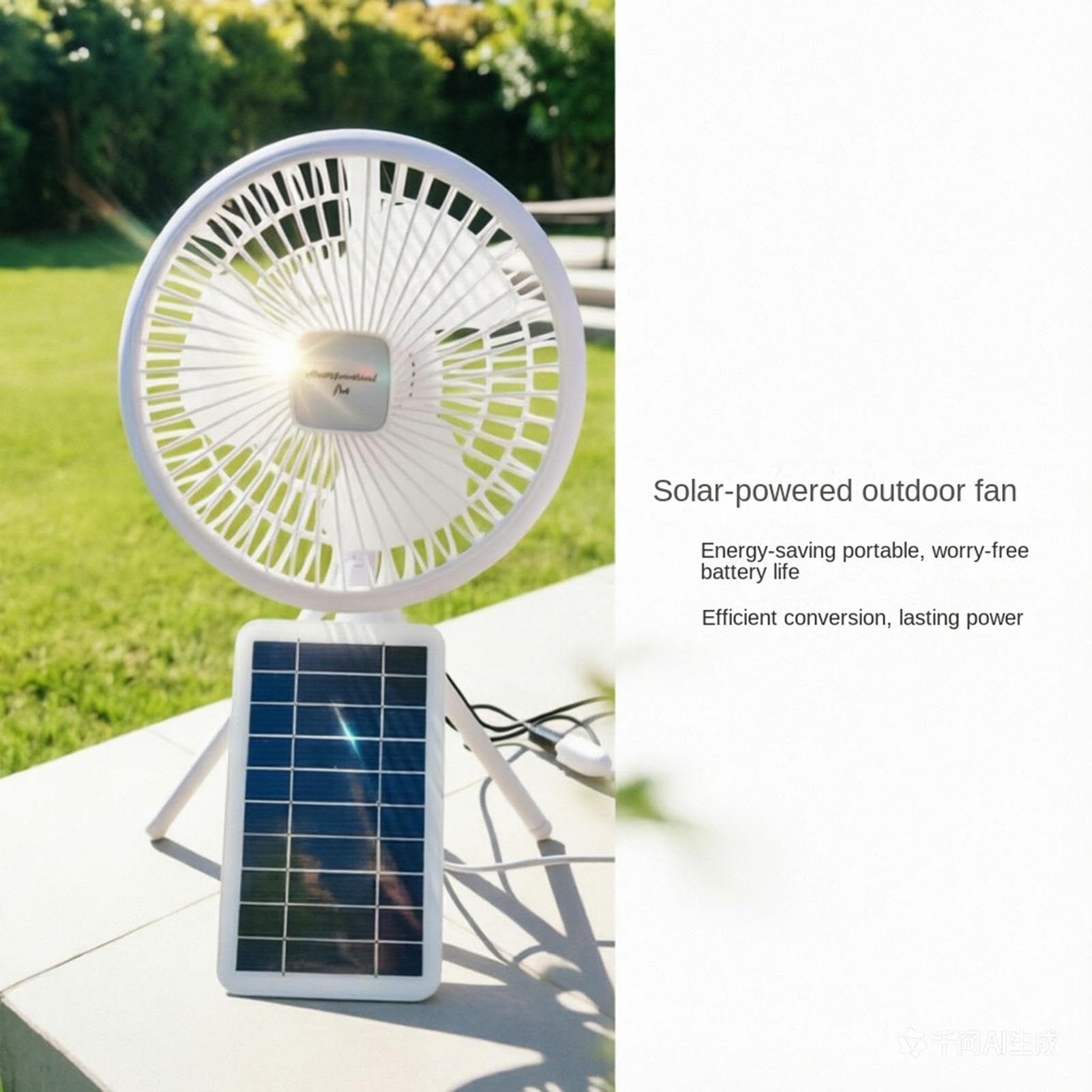 Dispositivo di soffiaggio 'aria della scrivania del ventilatore solare del pavimento con il supporto del treppiede | Ventilatore a pannello solare con luce per viaggi, picnic, parco, patio, pesca, campeggio, spiaggia, giardino, tenda