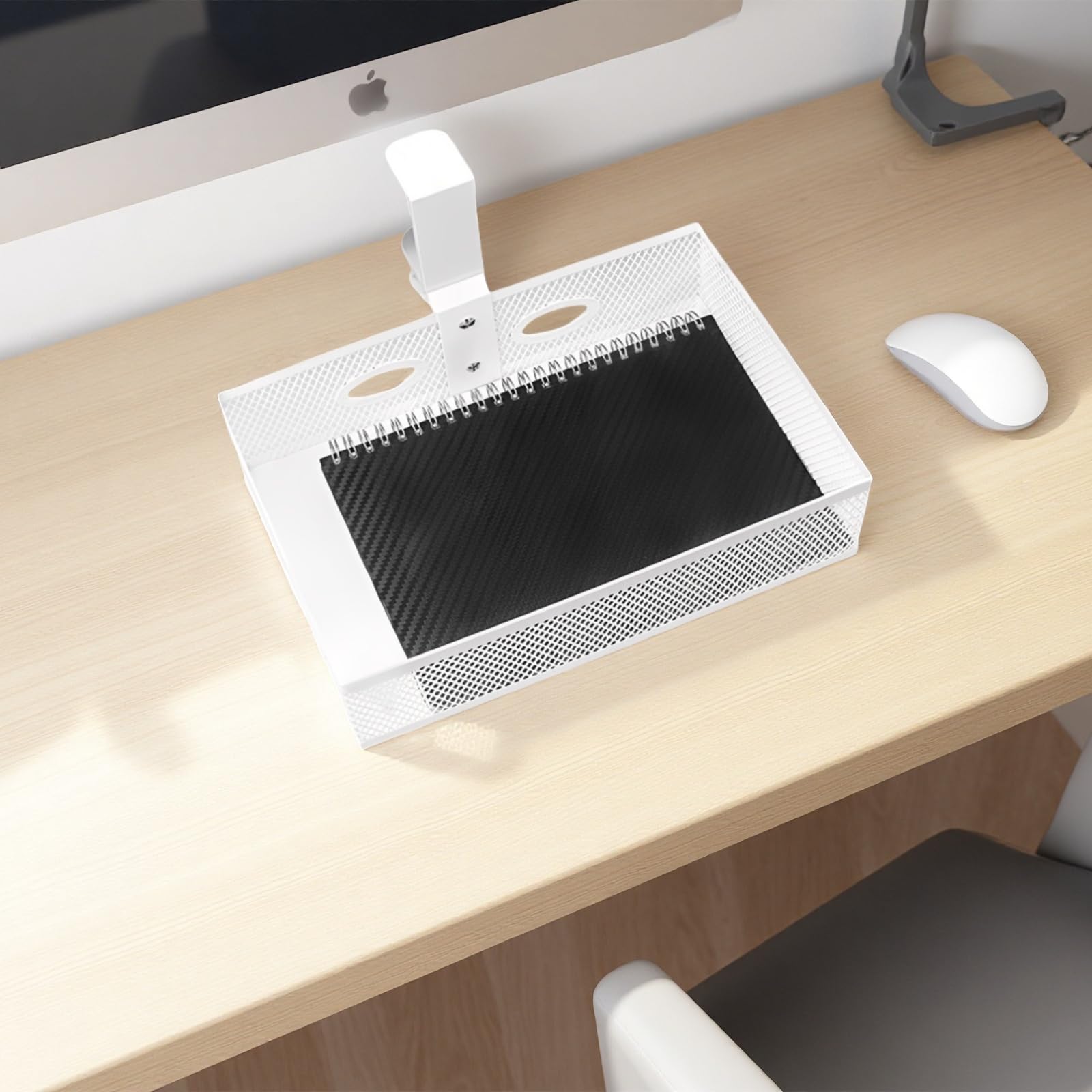 Generisch Organizer da scrivania sotto il tavolo, organizer con morsetto da 25 cm con rotazione a 360°, contenitore per forniture da ufficio, organizer da scrivania in rete metallica per scrivania