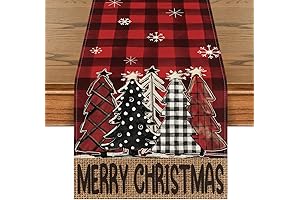 Artoid Mode Buffalo Plaid Red and Black Christmas Table Runner