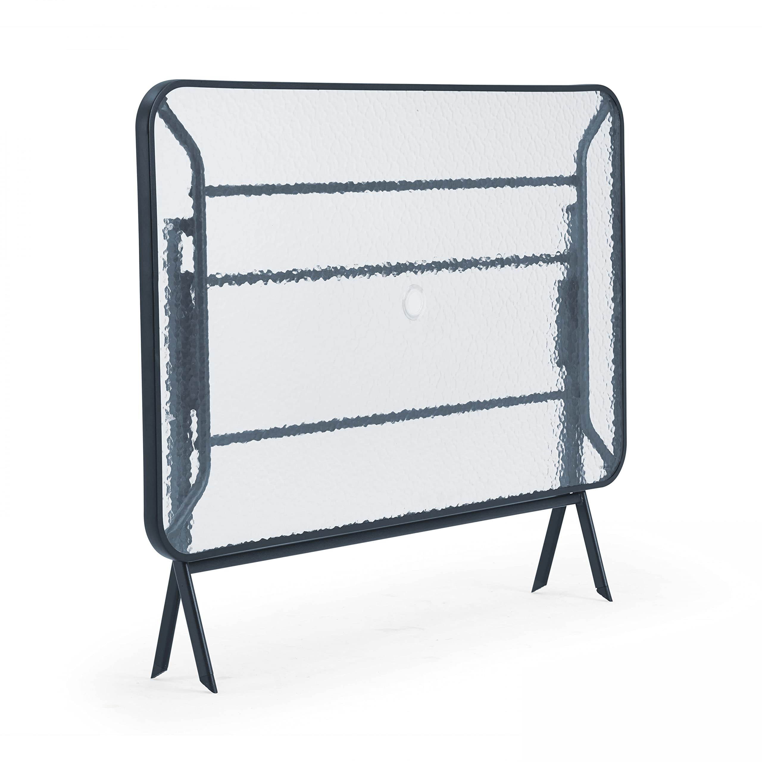 Oviala Table de Jardin et 4 chaises Pliantes en Acier et Verre Noir