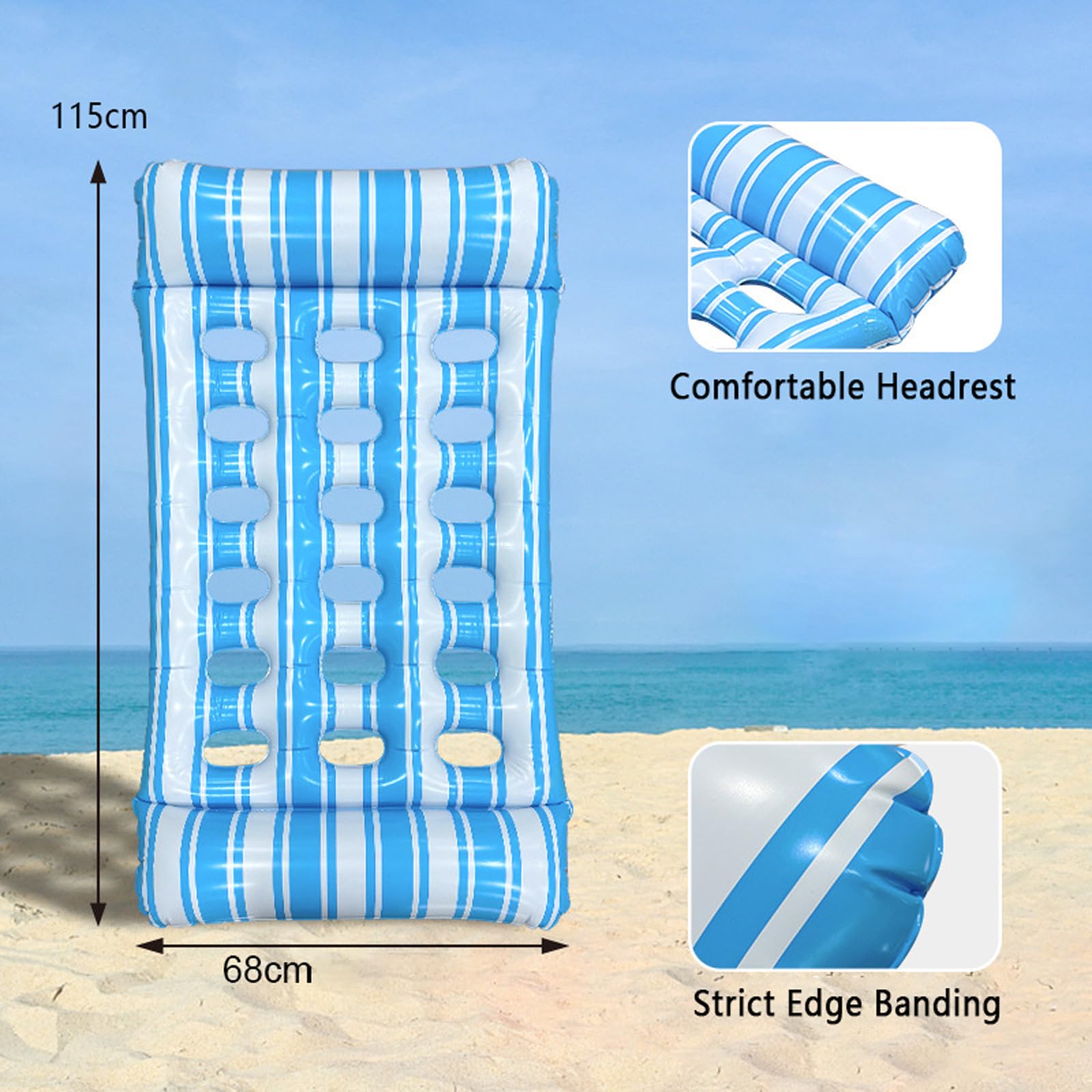 Flottant Hamac Gonflable Matériau PVC Résistant Matelas Piscine Gonflable Plusieurs Couleurs Disponibles Flexible et Portable avec Appui-tête Jouets de Piscine pour Piscine,Plage,Lac