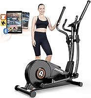 pooboo E399 Elliptical Machine: 16-Level Quiet Magnetic Resistance, 350lbs Capacity, 15.5" Stride, LCD Monitor & App Compatible