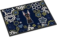 Vista 280 de Caroline's Treasures BB1449JMAT - Tapete de bienvenida de carlino negro, 24 x 36 pulgadas, tapete azul para puerta delantera, para interiores