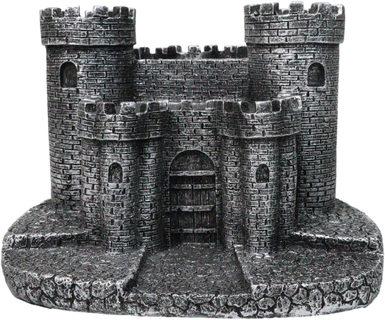 Ebros Gift 5" Tall Gothic Medieval Grand Windsor Stonewall Castle Fortress Display Stand Sculpture for Miniature Knights Or Dragons Figurines Old World Defensive Fort Figurine