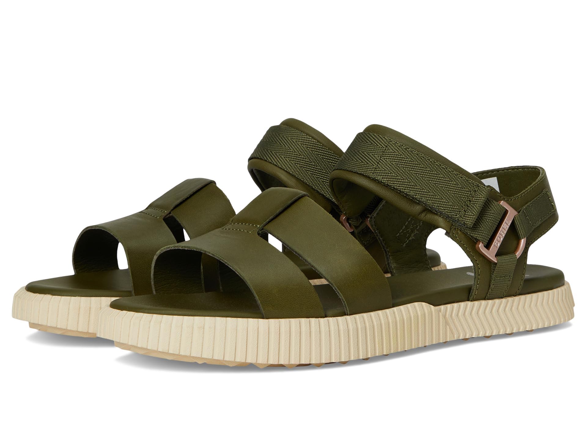 Sandale plate Sorel Ona Ave Ankle Strap avec bride ajustable vert utilitaire 36