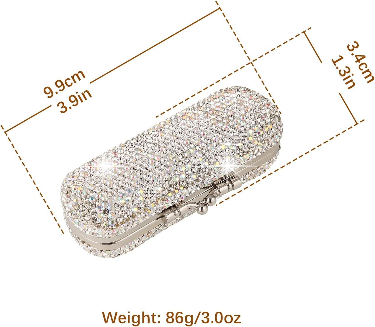 AsAlways Shiny Rhinestone Crystal Portable Lipstick Case with Mirror Portable Bling Diamonds Makeup Cosmetic Storage Holder for Travel Ladies Fashion - Image 2