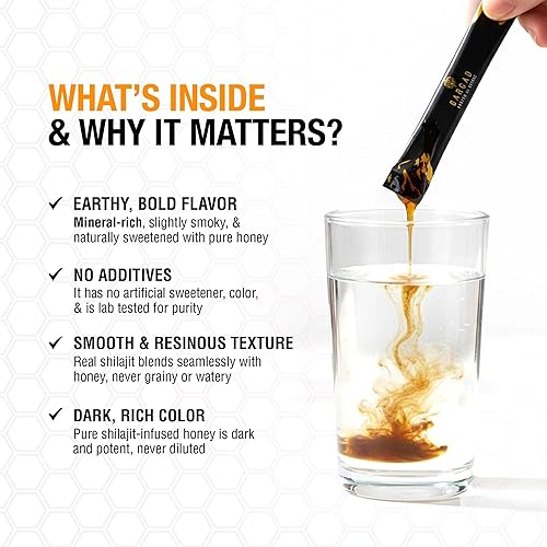 Vista 5 de Pure Himalayan Shilajit Honey Sticks with Saffron – 30 Count 75%+ Fulvic Acid, 85+ Trace Minerals Natural Energy & Immunity Booster Easy