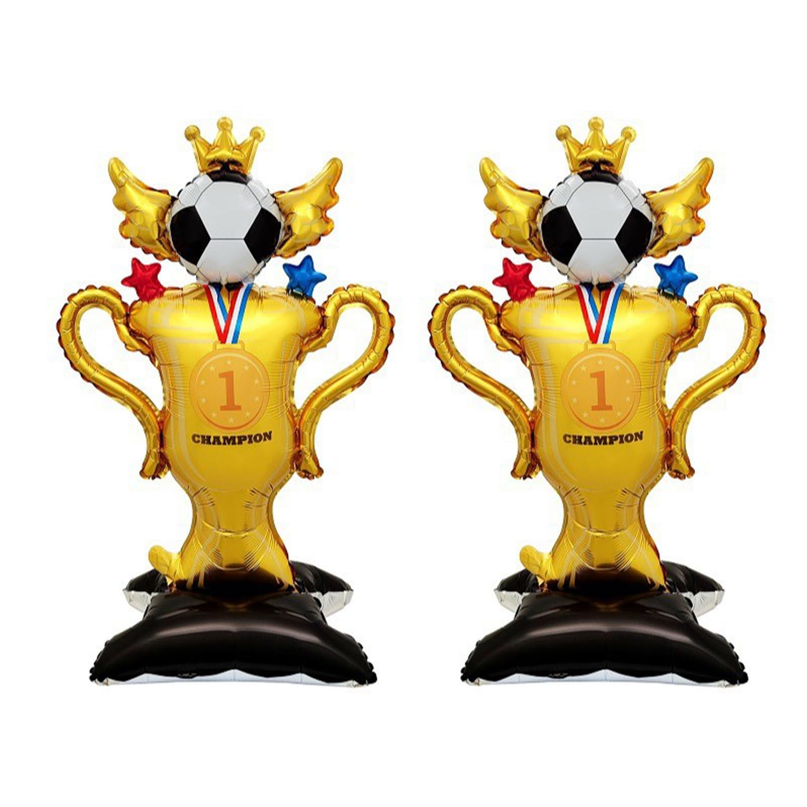 Football Balloons - Standing Champion Trophy Design Gold Foil Balloons for Adult Football Party Decorations, Sports Celebration Decor (2 Pack)