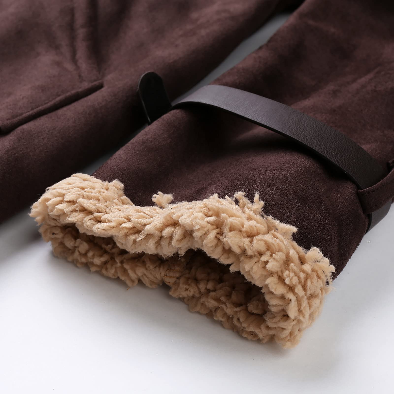 Giacca in pelle scamosciata, da uomo, foderata, in pelle scamosciata, per il tempo libero, per le mezze stagioni, invernale, in pile, in pelliccia sintetica