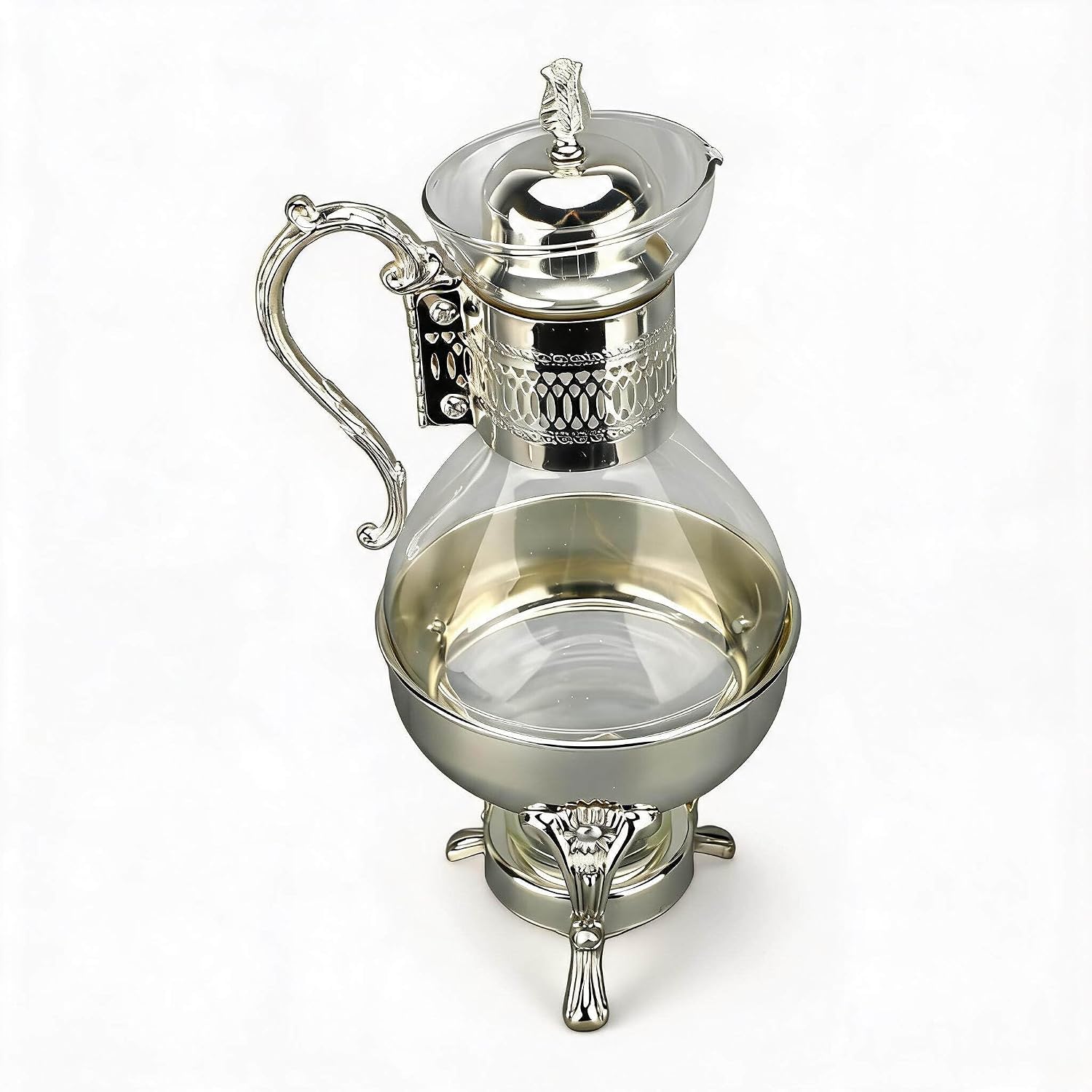 Vintage Glass Coffee Pot Set Heatable Water Pitcher with Lid and Cup Hot Cold Tea Kettle for Home Office 35oz Borosilicate Glass