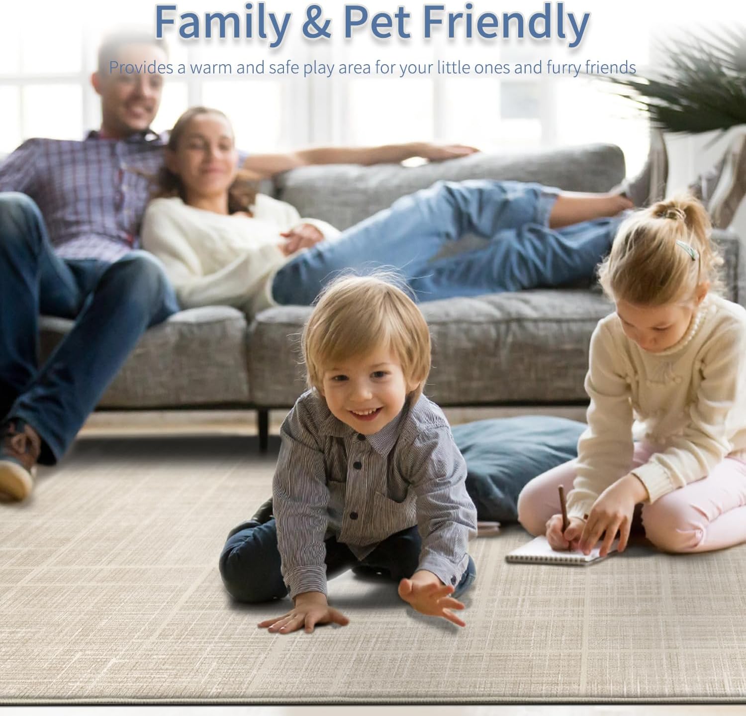 Enkor Runner Rugs for Hallway, 2'7"x8 Washable Soft Non Slip Abstract Rugs for Kitchen, Modern Mat for Entryway Living Room Bedroom Beige Grid