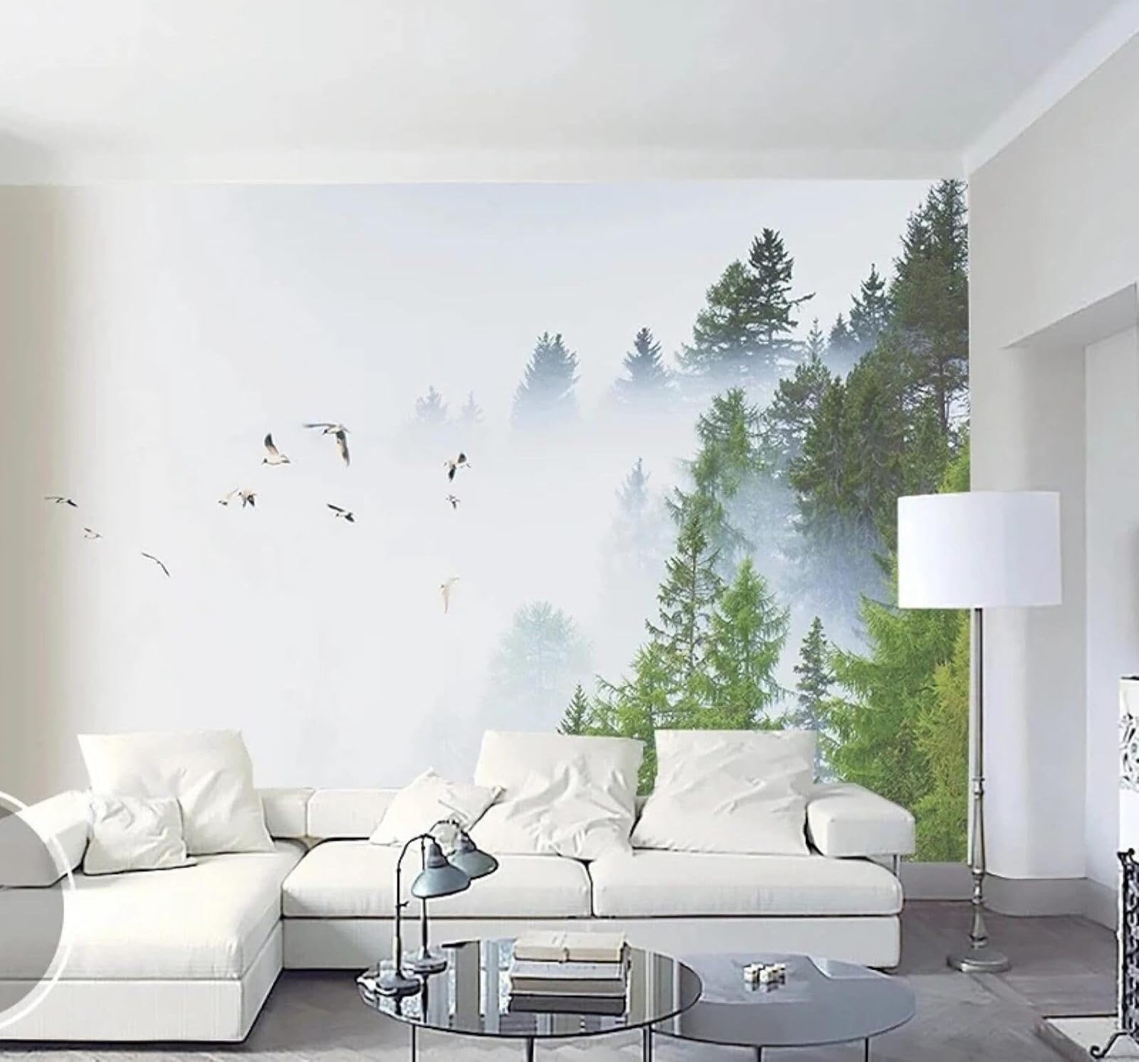 XLMING Fresh Mist Birds in Flight Forest Landscape 3D Wallpaper Luxury Home Dining Decor Paste Sofa Living Room The Wall for Bedroom Mural-250cm×170cm