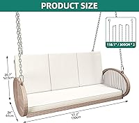 Vista 7 de YITAHOME Columpio colgante para porche para 3 personas, color beige