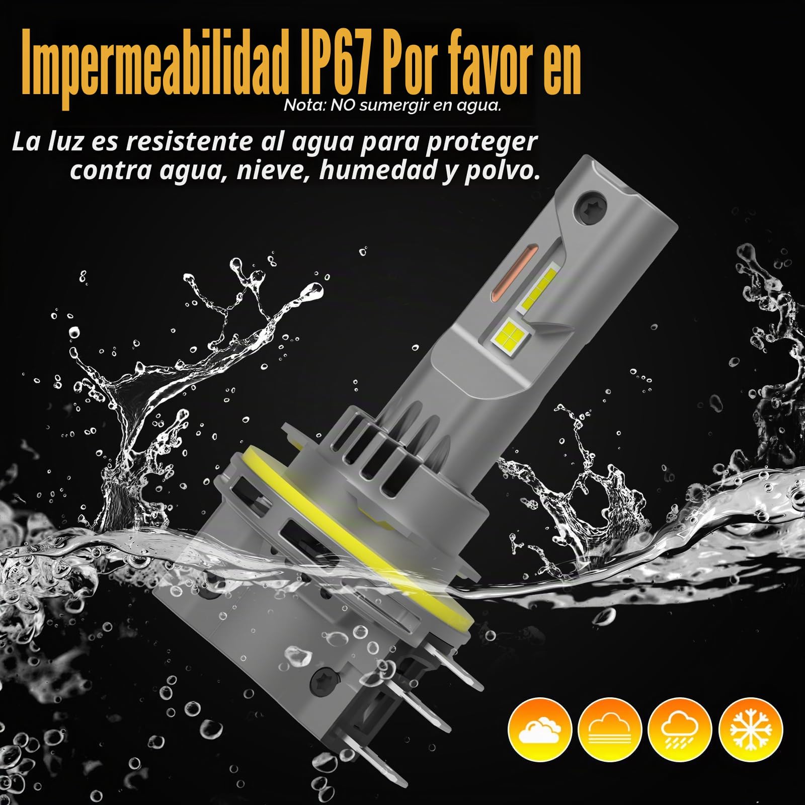D-Lumina Bombilla H15 LED Canbus, 100W 12000lm 6500K，antierrores luz deslumbrante blanca súper luminosa y luz de circulación diurna, con efecto de refrigeración mediante ventilador,paquete de 2