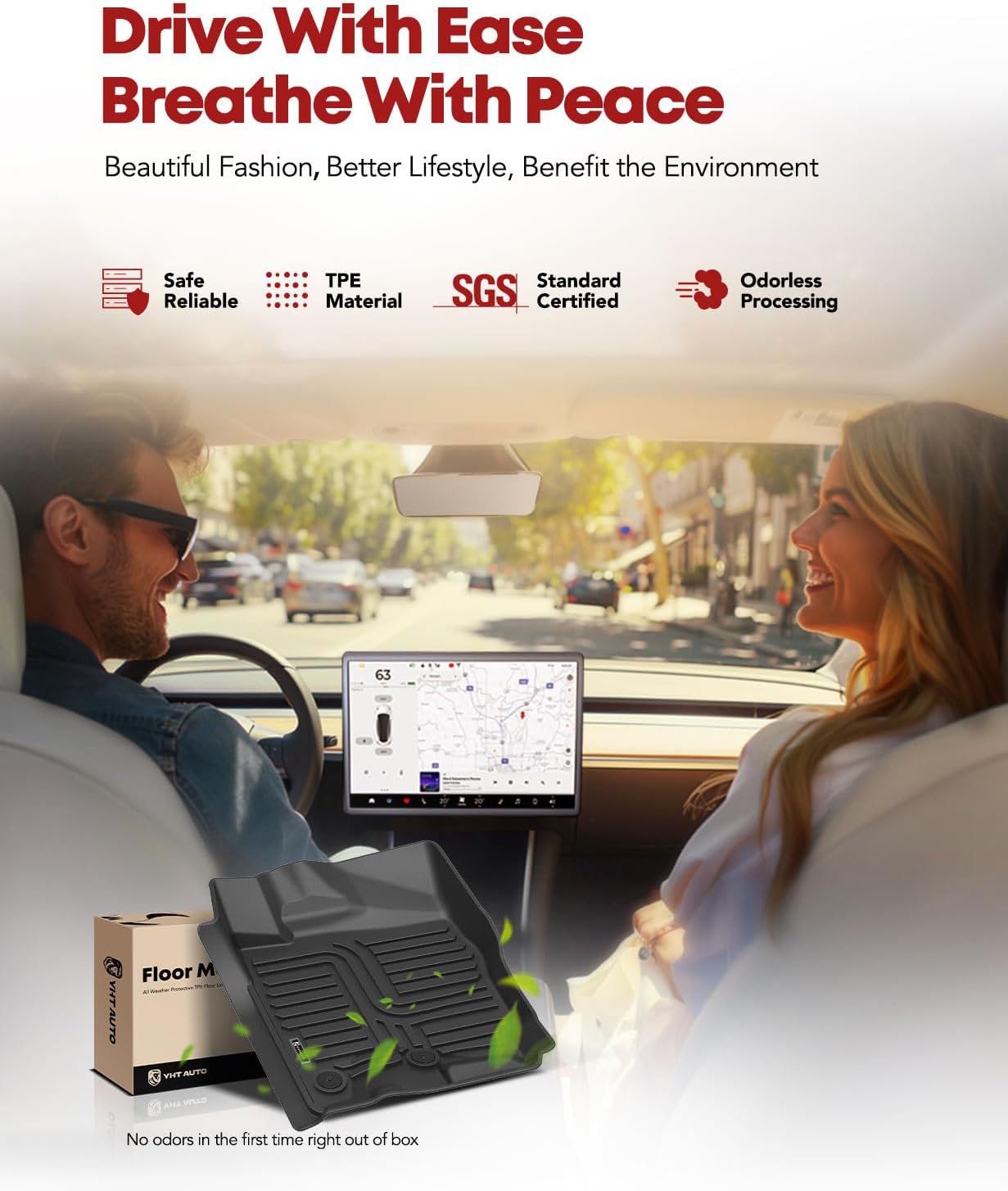 YHTAUTO Automotive All Weather Floor Mats Compatible with Nissan Titan 2017-2021, Titan XD 2016-2021 Crew Cab, Car Mats Custom Fit TPE Floor Liners Front & Back Seat, Black, Set of 3