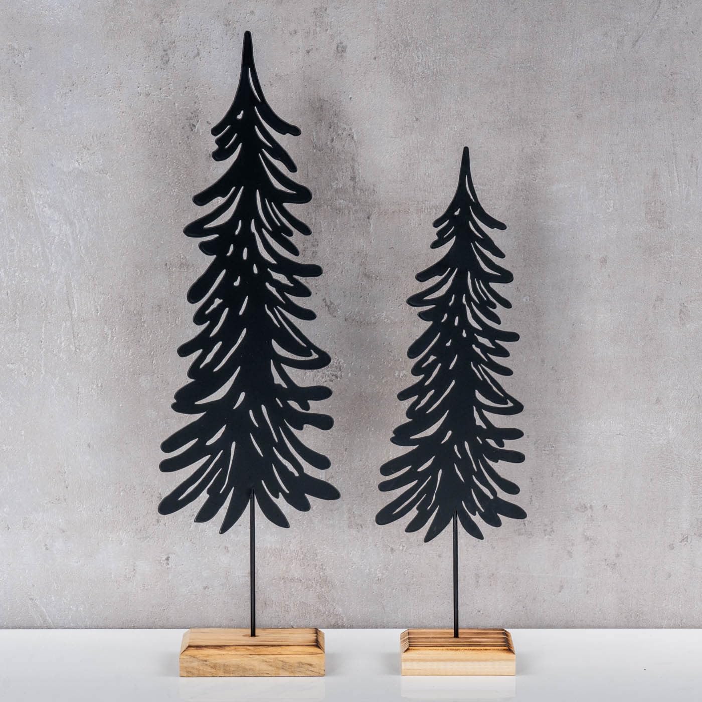 levandeo 6er Set Tanne Deko-Aufsteller Metall Holz Schwarz Natur Weihnachts-Deko Tischdeko Weihnachtsdeko Weihnachtsbaum
