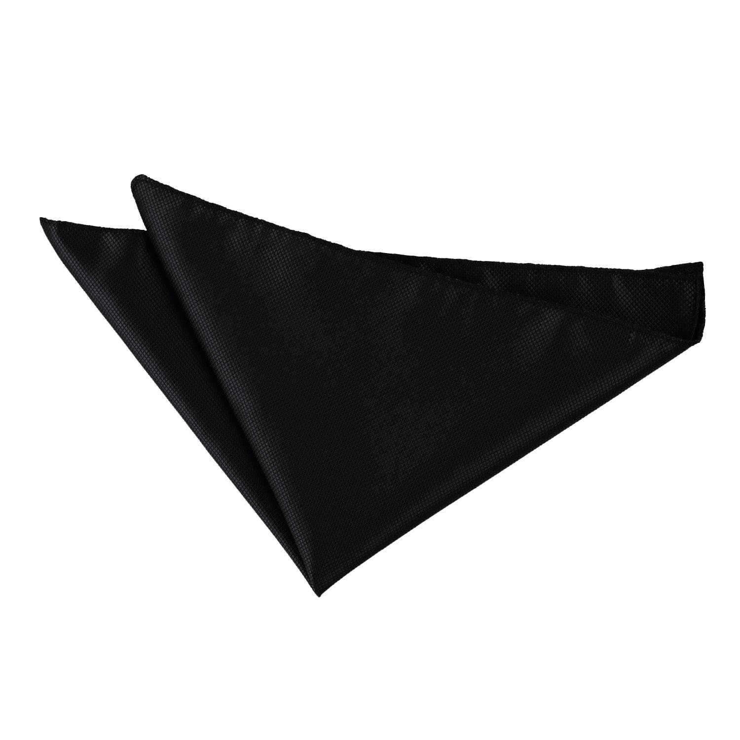 DQT Mens Solid Check Pocket Square - Wedding, Business & Formal Suit Handkerchief - Black