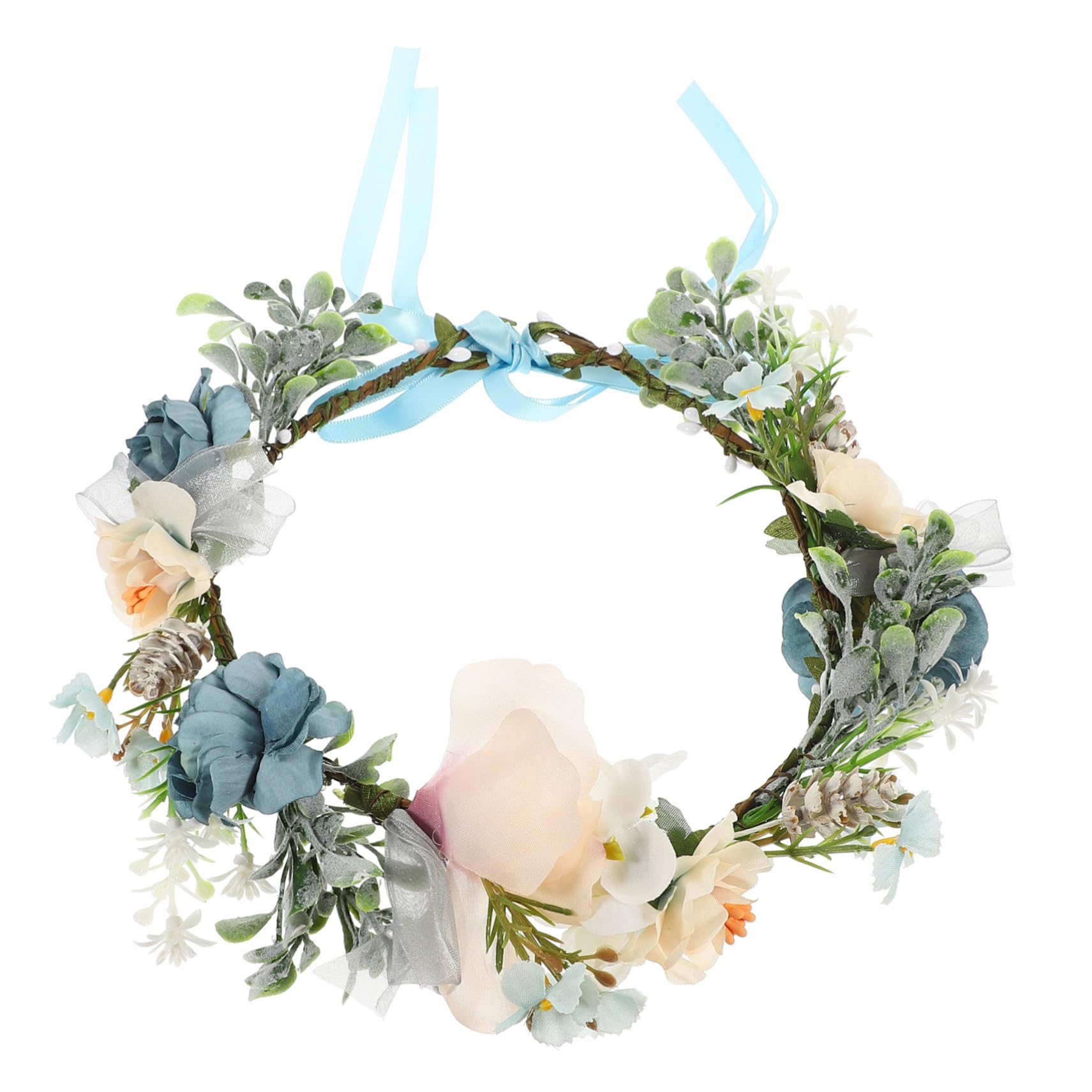 POPETPOP Lightweight Wedding Flower Dog Collar with Artificial Flowers, Delicate Fabric Floral Wreath for Dogs and Cats, Easy to Put and Take, for Weddings and Parties