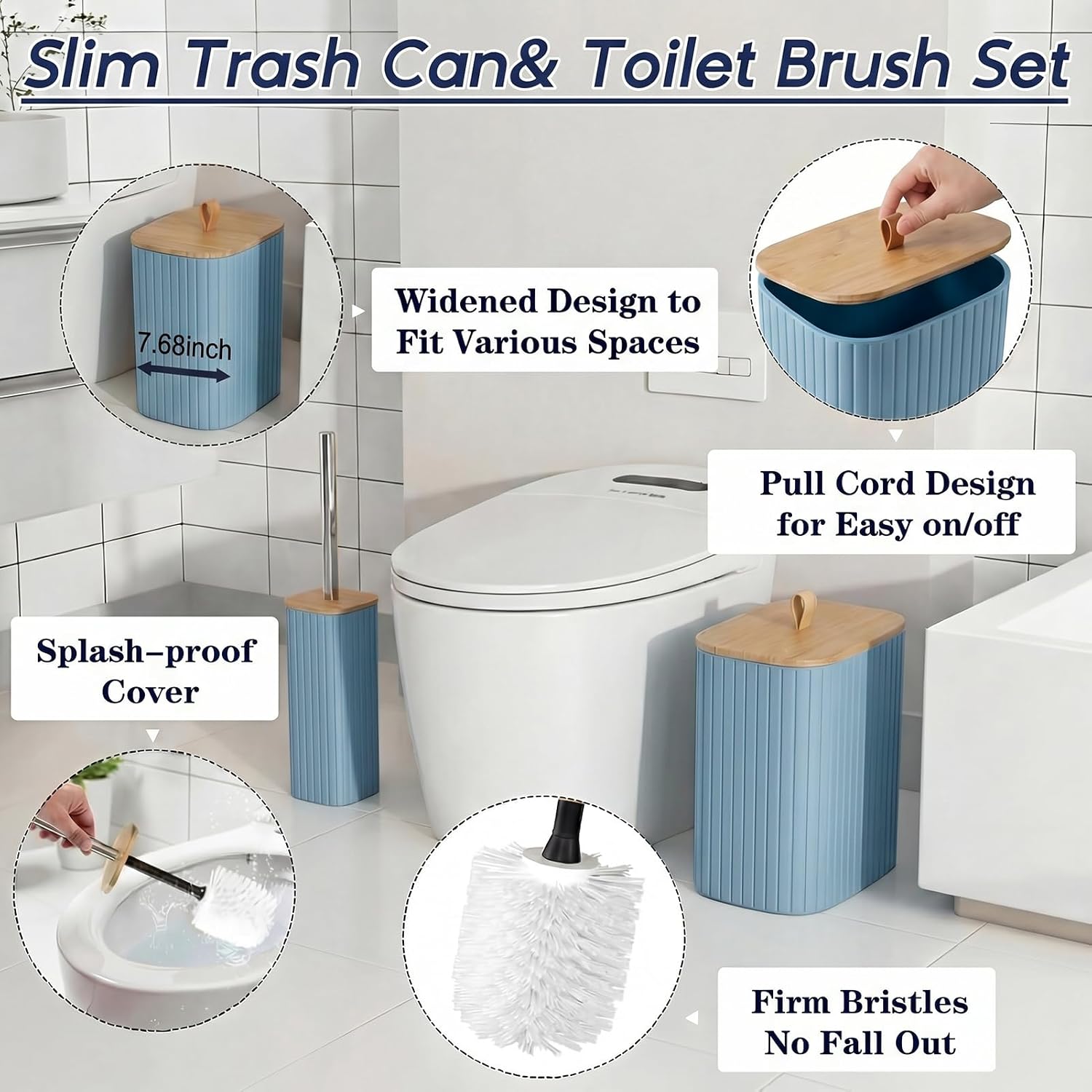 Britimes 23 Pack Bathroom Accessories Set, No Slip Rugs, Blue Gradient image 4