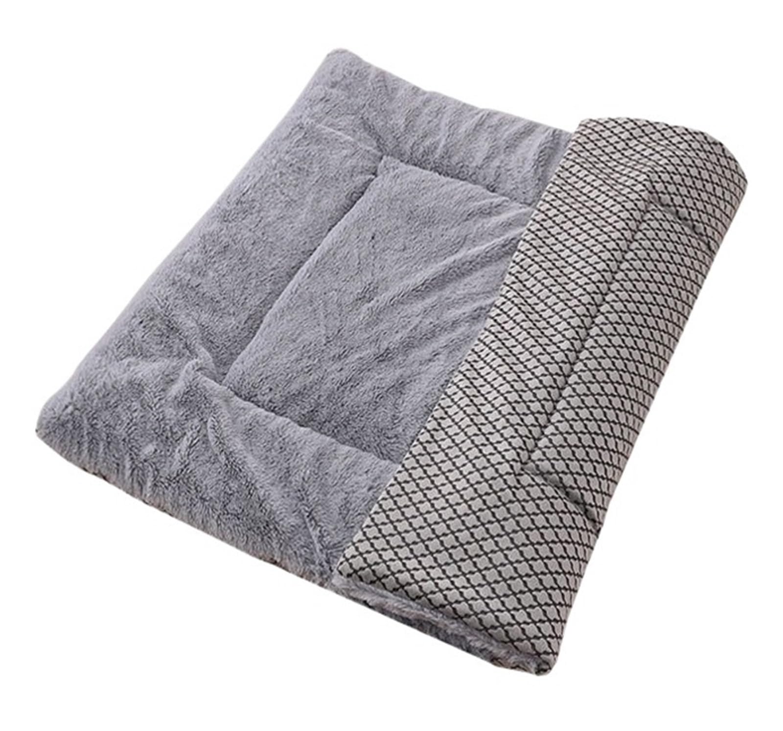 Lit en peluche douce pour chiens taille M gris lavable et chaud