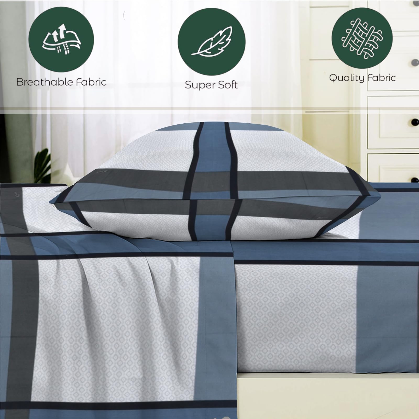 EverSoft Bedding Pack of 4 Pillowcases 50x75cm Soft Pillow Cases, Wrinkle Free Easy Care Pillow Covers - Image 4