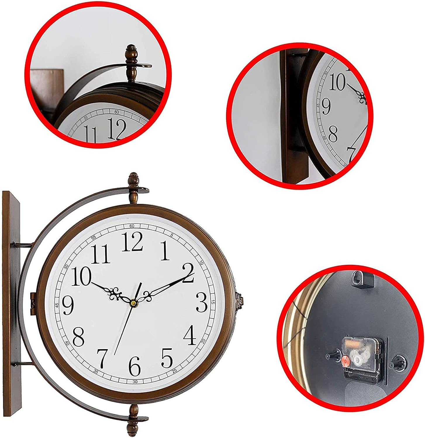 Outdoor Garden Wall Clock， Outdoor Clocks Wall Hanging Simple Metal Report Punctually for Garden Home Décor Indoor Outdoor Living Room Study (No time)