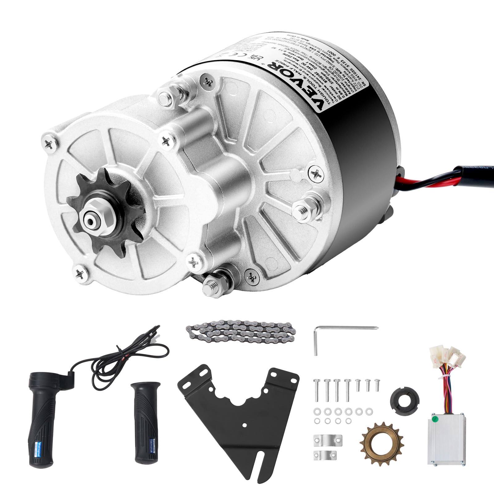 VEVOR Kit Motore Elettrico Senza Spazzole 250 W Motore Elettrico 24 V 2700 Giri/​min con Regolatore di Velocità Aggiornato e Kit Impugnatura Acceleratore per Go Kart, Bici Elettrica, Moto, Scooter