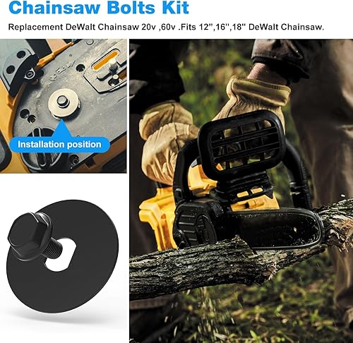 Miniatura 3 de JIOTAR Kit de arandela de perno de motosierra 90639221 90618229 para piezas de motosierra DEWalt DCCS620B, CMCCS660, CMCCS660, DWCS600, DCCS620,