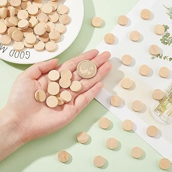 OLYCRAFT 200Pcs 0.6 Inch Natural Beech Wood Slices Unfinished Round Wooden Discs Small Wooden Circles Wooden Tag Unfinished Round Wood Slices for DIY Crafts Christmas Decoration