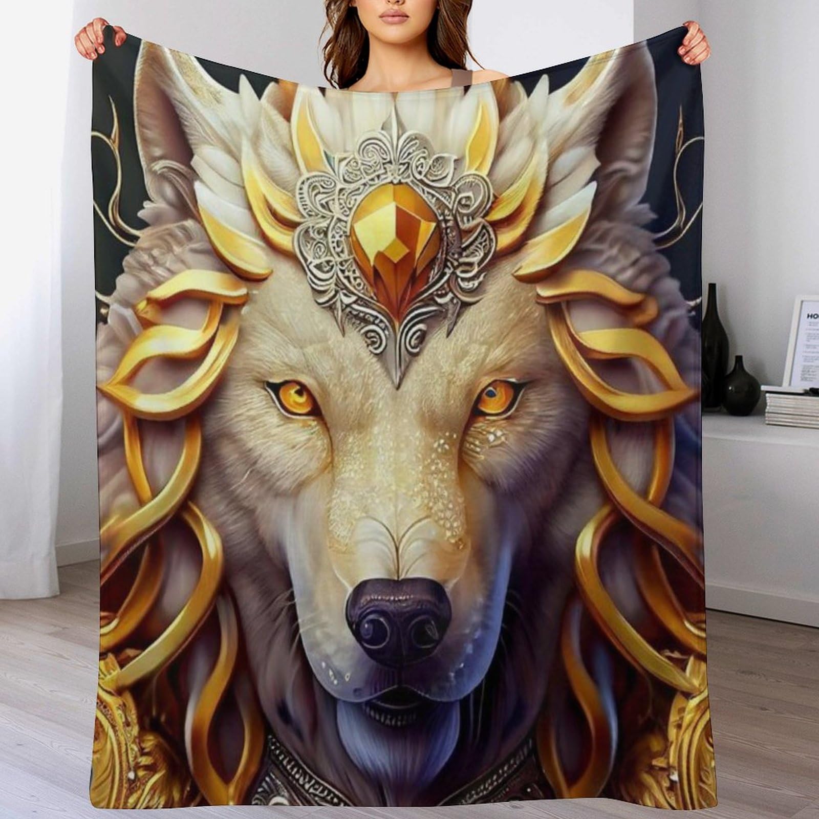 Manta de lobo cálida con acabados premium de alta densidad de 180x200
