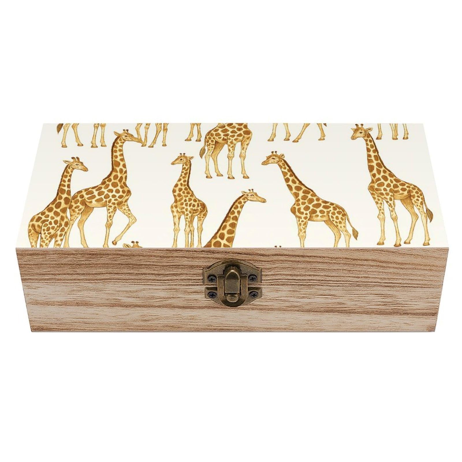 SMAZDFXX Giraffes Wooden Storage Box Multipurpose Decorative Box for Jewelry Photo Home Decor