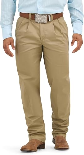 Wrangler Riata Pantalón Informal Plisado para Hombre Beige Caqui 30W/32L