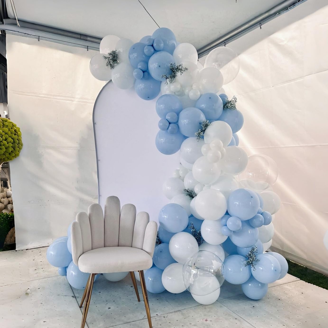 12 Zoll Luftballons Pastell Blau Weiß Geburtstagsdeko, 35 Stück Hell Blau Pearl Weiß Transparenter Latexballon, Pastell Helium Ballons für Geburtstag Babyparty Brautparty Hochzeit Verlobung Winter