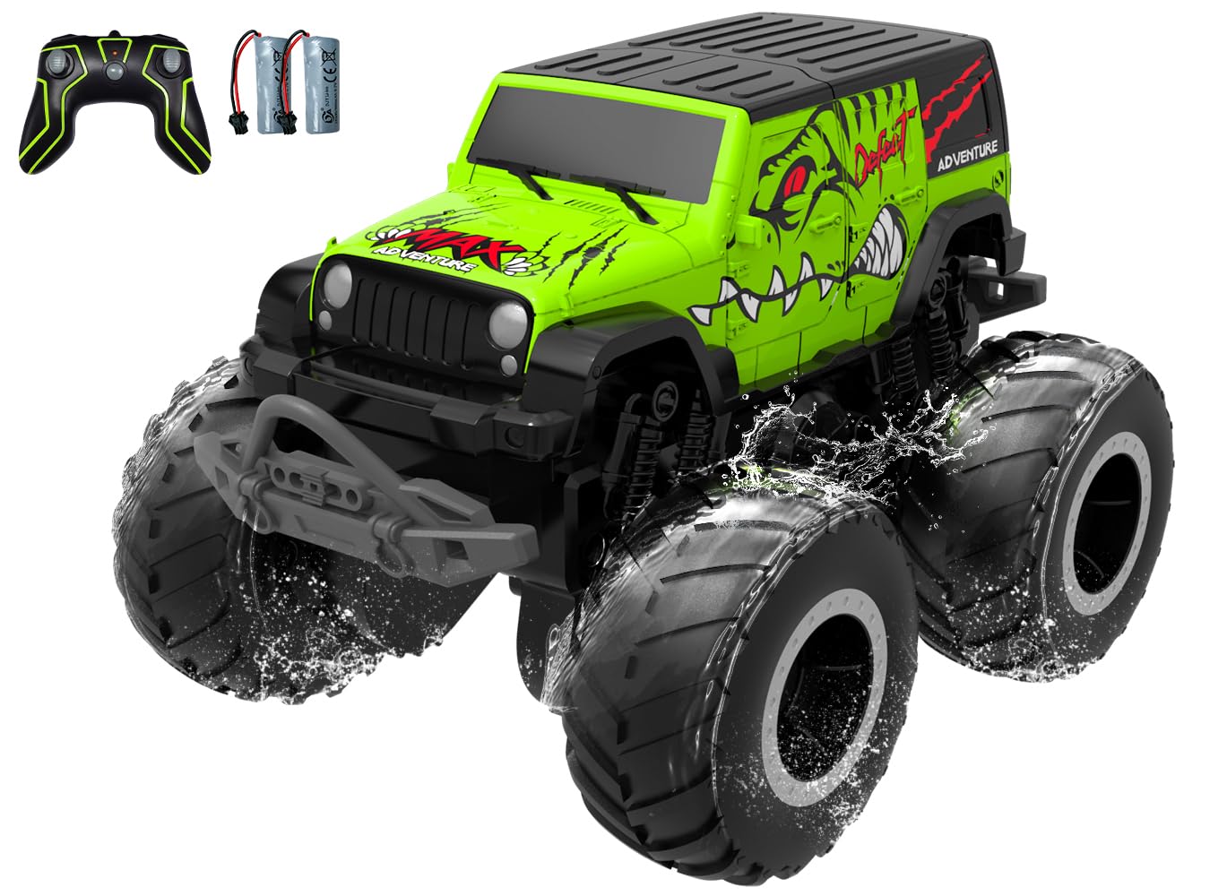 STEMTRON Amphibious Remote Control Car 2.4GHz 1:20 All Terrain Off-Road RC Car Remote Control Boat Gifts for Kids Boys Green